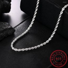 Chains 925 Sterling Silver 16/18/20/22/24 Inch 4mm Twisted Rope Chain Necklace For Women Man Wedding Charm Jewelry Colar De Prata