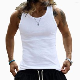 Men's Tank Tops Beach Club Daily Top Fitness Knitted Leisure Mens Sleeveless Solid Sports U-Neck Vertical Bodybuilding