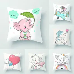 Pillow Cartoon Baby Elephant Printing Car Sofa Cover Home Decoration Fresh And Simple