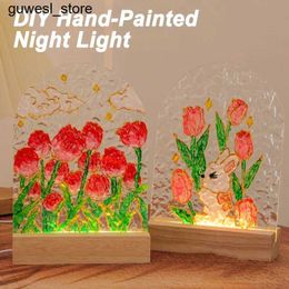 Night Lights DIY spray painted water ripple shaped creative atmosphere night light LED for acrylic glass panel bedroom decoration S240513