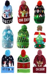 LED Christmas Hat Sweater Beanie Santa Elk Light Up Knitted cap party favor for Kids Xmas 2021 New Year Decorations8069555