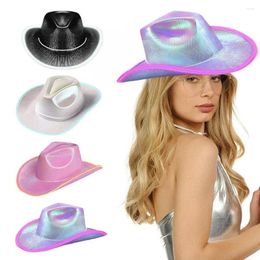Berets LED Disco Luminous Bride Cowgirl Hat Glowing Light Bar Cap Bachelorette Party Supplies Flashing Neon Western Cowboy