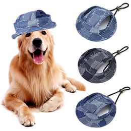 Dog Apparel Pets Fisherman Hat Adjustable Round Brim Dogs Cap With Ear Holes For Puppy Pet Grooming Dress Up Outdoor Porous Sun