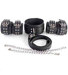 Slave Collar BDSM Toys Bondage Restraints Leather Handcuffs Adult Sex Toys Kit Ankle Cuffs Shackles Bondage Cuffs Suit Bondage Gea9200264