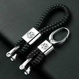 Car Stickers Car Braided Keychain Holder Auto Key Rope Keyring Accessories for VW Volkswagen Golf Polo Passat Tiguan Touran Jetta T240513