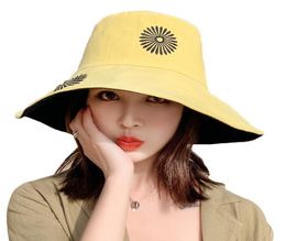 Designer Bucket Hat Sun Hat Cap Ma'am Sunflower shape Sunscreen in Summer Versatile Two-sided Veil9397273
