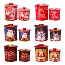 Gift Wrap Christmas Candy Box 2PCS Tinplate Sweet Jar Metal With Lids For Cookie Storage Party Supplies