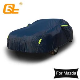 Car Covers 210T Full Car Covers Universal Dark Blue Outdoor Snow Ice Dust Sun UV Shade Cover for Mazda 3 sedan CX-5 CX-9 T240509