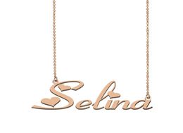 Selina Name Necklace Custom Nameplate Pendant for Women Girls Birthday Gift Kids Friends Jewellery 18k Gold Plated Stainless St6464426