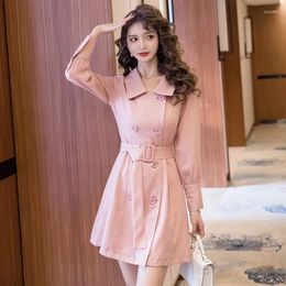 Casual Dresses Q-W Ns Ladies Japanese Streetwearrsvppap Officials Store Pink Classic Style Suit Skirt 2024 Autumn Double Breasted Small