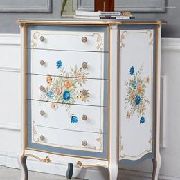 Decorative Plates Chest Of Drawers Solid Wood Storage White Cabinet Bedroom Five-Bucket Modern Light Luxury American
