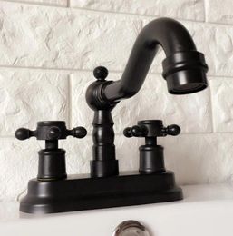 Kitchen Faucets Black Oil Rubbed Brass Deck Mount Bathroom Sink Faucet Swivel Spout Cold Mixer Water Tap 2hg073