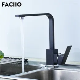 Kitchen Faucets FACIIO Adjustable Water Faucet Mixer Blackened Color Basin Sink Accessories Taps 360 Degree Grifo Cocina