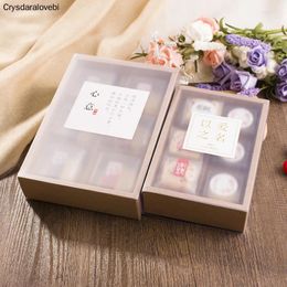 Gift Wrap 4 And 6 Pack Drawer Kraft Paper Mid-Autumn Festival Moon Cake Box Frosted Transparent Egg-Yolk Puff Pastry Packaging Boxes