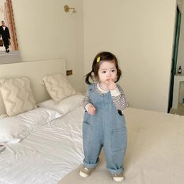 Clothing Sets Childrens Pants Spring Autumn 2024 Denim Fashion Boys And Girls Baby Casual Versatile Design Cute Set