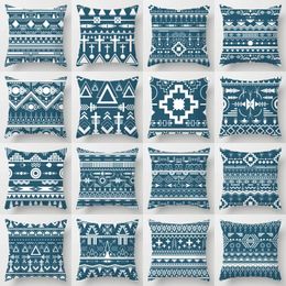 Pillow Ethnic Geometry Print Blue Pillows Case Ultra Soft Short Plush S Boho Style Decorative Sofa Bed Car