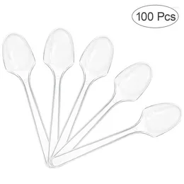 Disposable Flatware 100PCS Mini Transparent Plastic Spoons For Jelly Ice Cream Dert Appetizer