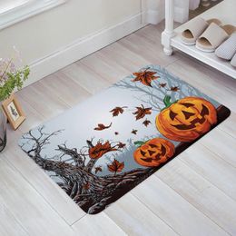 Carpets Halloween Pumpkin Leaves Dead Branch Bedroom Floor Mat Home Entrance Doormat Kitchen Bathroom Door Decor Carpet Anti-Slip Rug