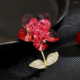 Brooches Flower Crystal Brooch For Women Fashion Pin Bouquet Rhinestone And Pins Scarf Clip Jewellery Accessories