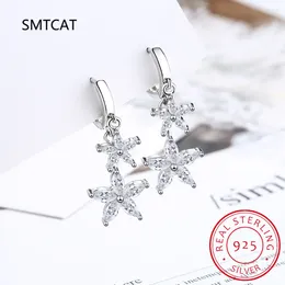 Hoop Earrings 2CT Moissanite Huggie Earring For Women Lab Created Diamond 925 Sterling Silver Flower Dangle Fine Jewelry