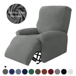 Chair Covers Jacquard Stretch Recliner Sofa Cover Washable Home Decor With Pocket Non-slip Furniture Protector Solid Colour Fabric