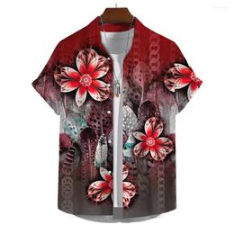 Men's Casual Shirts Short Button Retro Shirt With Prin Summer Hawaiian Clothing Men Clothes Harajuku Vintage Floral Blouse Designer