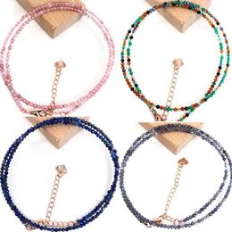 Beaded Necklaces Natural Simplicity Faced Gem Beads Womens Bracelet Natural Stone Chokers Crystal Chain Handmade Yoga Jewellery d240514