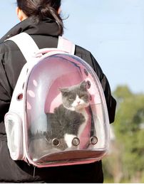 Cat Carriers Bagpack Beathable Portable Space Carrier Pet Dog Bag Large-capacity Schoolbag Transparent Multi Holes Bike