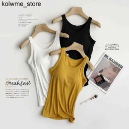 Women's Tanks Camis Spring/Summer 2023 New Womens Vest Suspender Top modal Thread Ladies One in One with Breast Cushion Underlay Home Wear S24514