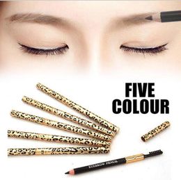 Cheap Waterproof Make Up Leopard Longlasting Eyeliner Eyebrow Eye Brow Pencil Brush Makeup Make Up Tool 5 Colors 7636238