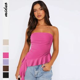 Y2K slim fit spicy girl bm top with a high-end feel, wearing tassel sexy strapless vest for women's clothing F51424
