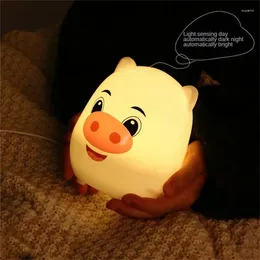 Table Lamps Little Pig Light Mini Usb Cute Eye Protection Automatically On/off Energy-saving Desktop Lamp Desk Intelligent Gift