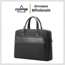 Briefcases BOPAI Business Classic Men's Handbag 14 Inch Laptop Bag Large Capacity Waterproof Messenger Women Briefcase