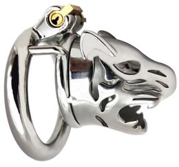 Devices Tiger head Stainless Steel cock Cage For Men sex toys adult products penis ring Penile Virgin Lock Belt3418281