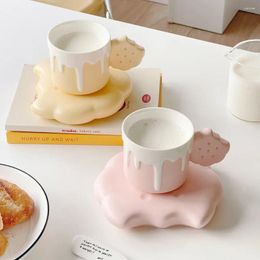 Mugs Creative Biscuits Coffee Cups Saucers Ceramic Ins High Beauty Lovely Breakfast Milk Girls' Household Mug