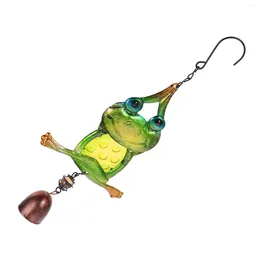 Decorative Figurines Yoga Frog Wind Chimes Outdoor Ornament Garden Hanging Decoration Pendant Po Props Iron Glass Bell Retro