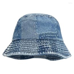 Berets Vintage European Style Washed Denim Fabric Soft Bucket Hat Men Spring Summer Street Travel Sun Visor Sombrero Male Chapeau