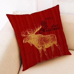 Pillow Christmas Elk Cover Merry Decorations For Home 2024 Xmas Red Case Ornament Year