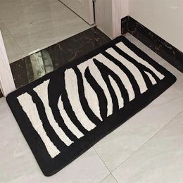 Carpets Striped Floor Carpet Black And White Door Mats Anti-Slip Bathroom Living Room Rectangle Washable Rugs