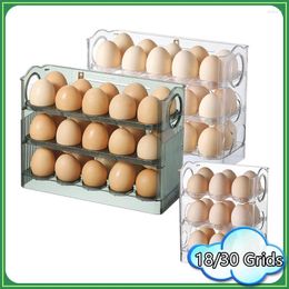 Storage Bottles Rotating Egg Box Refrigerator Organizer Food Containers Case Holder Dispenser Kitchen Boxes 30/18 Grids