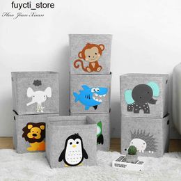 Storage Boxes Bins Cube Folding Toy Storage Box Childrens Toy Organiser Box Felt Fabric Storage Basket Cartoon Animal Kindergarten Toys S24513