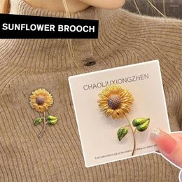 Brooches Sunflower Brooch Women's Exquisite Suit Corsage Coat Crystal Party Pin Gift Temperament Jewellery F4C9