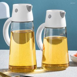 Storage Bottles Kitchen Glass Olive Oil Pot Vinegar Jug Dispenser Automatic Opening Soy Sauce Honey Bottle Seasoning Container