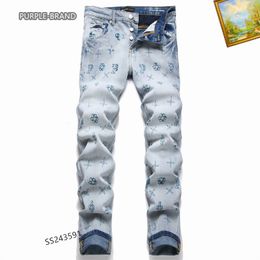 Mens Purple Jeans Designer Jeans Fashion Distressed Ripped Bikers Womens Denim cargo For Men Black Pants High Quality Fashion Mens Jeans 14