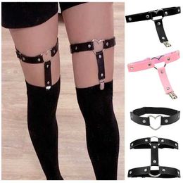 Garters Womens sexy leather thick garter belt Pu punk elastic suspender leg belt Gothic stockings suspender belt girl suspender belt WX