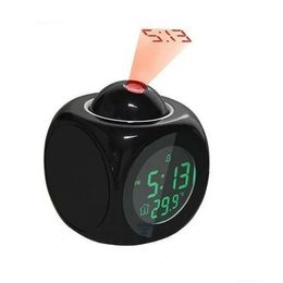 Desk Table Clocks Digital Alarm Clock Lcd Creative Projector Weather Temperature Time Date Display Projection Usb Charger Home Tim Dh9Ga