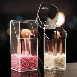 Storage Boxes Transparent Makeup Brush Holder Dust-Proof Pencil Cosmetic Eyeliner For Bathroom Plastic Organizer Box