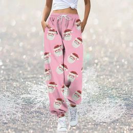 Women's Pants Christmas Trousers Santa Graphic Solid Long Loose Sport Sweatpants Winter Pantalones Jogger