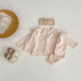 Clothing Sets 3Pcs/set Spring Autumn Baby Girls Boys Clothes Solid Colour Infant Kids Home Wear Casual Coat Vest Pants Three