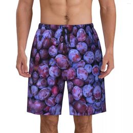 Men's Shorts Summer Board Males Prune 3D Fruits Print Sports Surf Cool Graphic Beach Classic Breathable Swim Trunks Plus Size